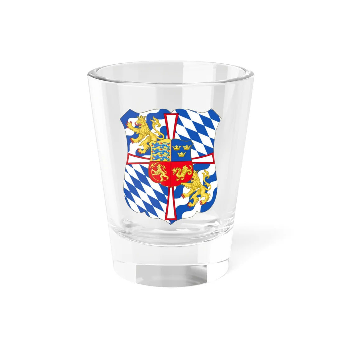 Royal Arms of Norway Denmark  Sweden 1442-1448 (Sweden) (Coat of Arms) Shot Glass 1.5oz 1.5oz - Go Mug Yourself