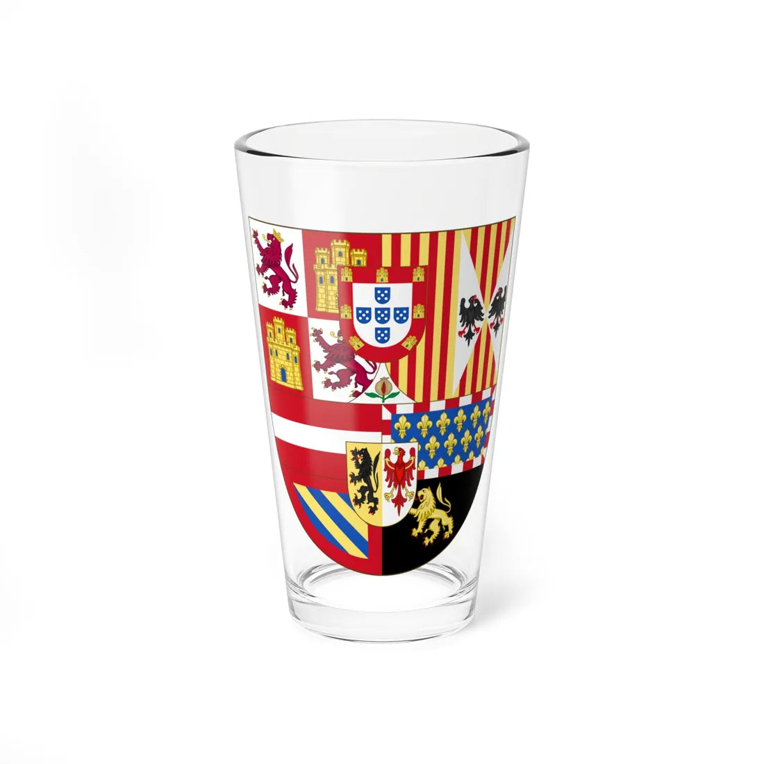 Royal Arms of Spain 1580-1668 Preference for Leon (Spain) (Coat of Arms) Pint Glass 16oz 16oz - Go Mug Yourself