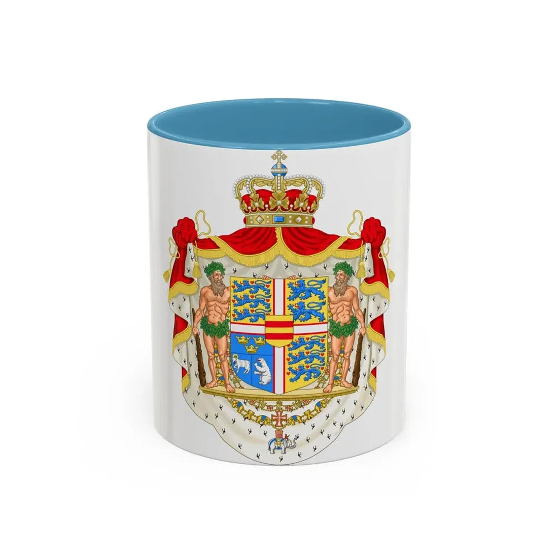 Royal coat of arms of Denmark - Accent Coffee Mug 11oz Light Blue - Go Mug Yourself