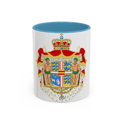 Royal coat of arms of Denmark - Accent Coffee Mug 11oz Light Blue - Go Mug Yourself