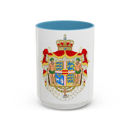 Royal coat of arms of Denmark - Accent Coffee Mug 15oz Light Blue - Go Mug Yourself