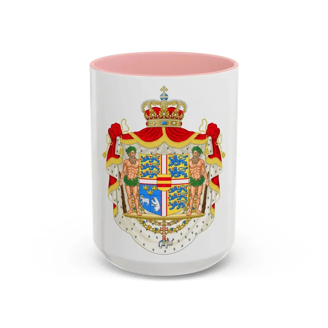 Royal coat of arms of Denmark - Accent Coffee Mug 15oz Pink - Go Mug Yourself