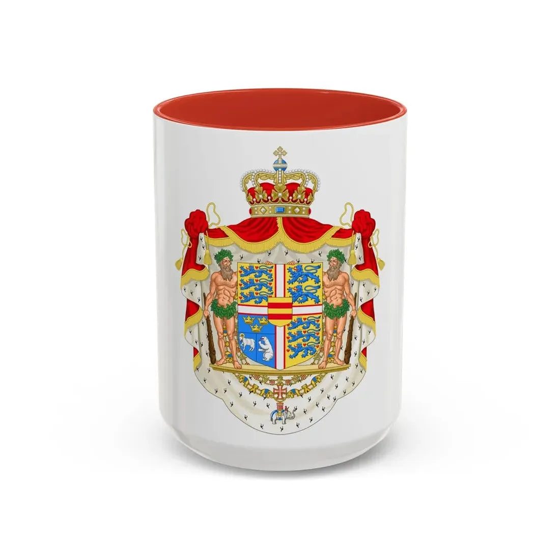 Royal coat of arms of Denmark - Accent Coffee Mug 15oz Red - Go Mug Yourself