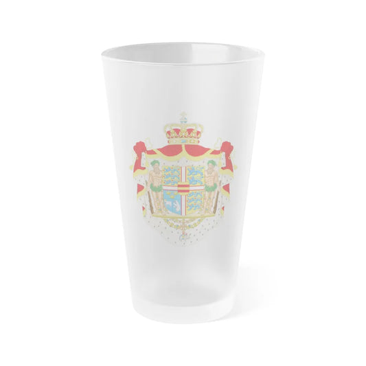 Royal coat of arms of Denmark - Frosted Pint Glass 16oz-Go Mug Yourself