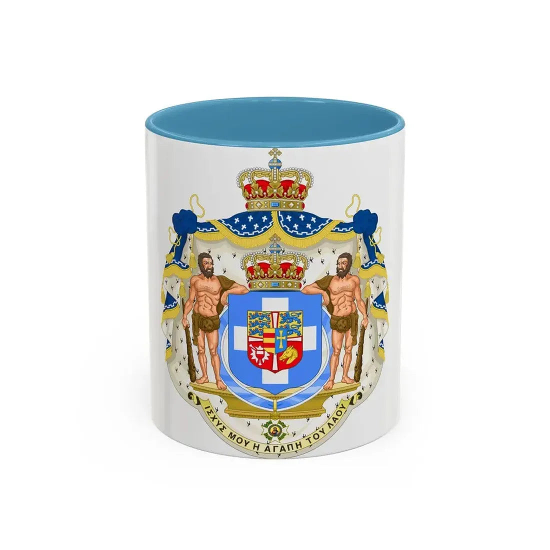 Royal Coat of Arms of Greece (1863-1936) - Accent Coffee Mug 11oz Light Blue - Go Mug Yourself