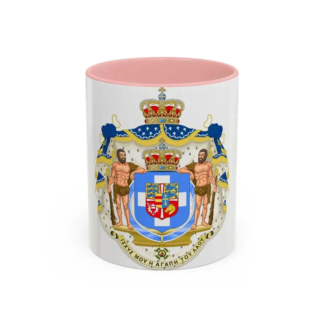 Royal Coat of Arms of Greece (1863-1936) - Accent Coffee Mug 11oz Pink - Go Mug Yourself