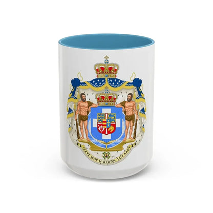 Royal Coat of Arms of Greece (1863-1936) - Accent Coffee Mug 15oz Light Blue - Go Mug Yourself
