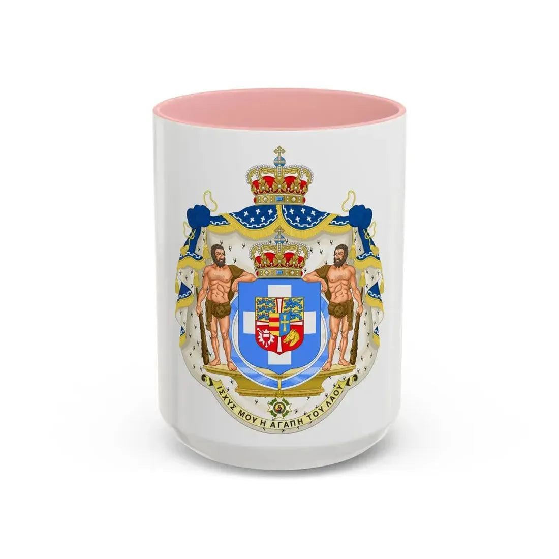 Royal Coat of Arms of Greece (1863-1936) - Accent Coffee Mug 15oz Pink - Go Mug Yourself