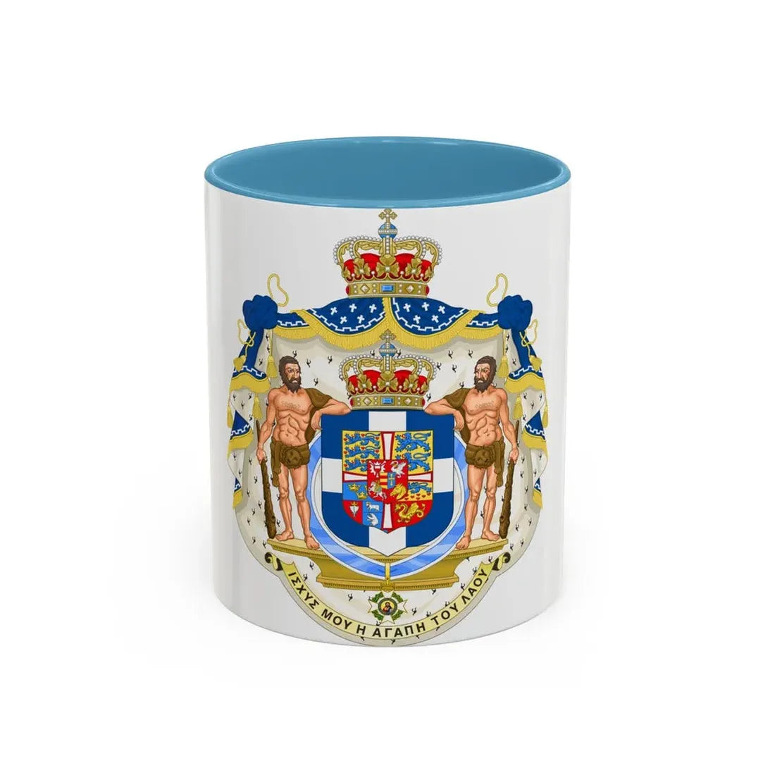 Royal Coat of Arms of Greece - Accent Coffee Mug 11oz Light Blue - Go Mug Yourself