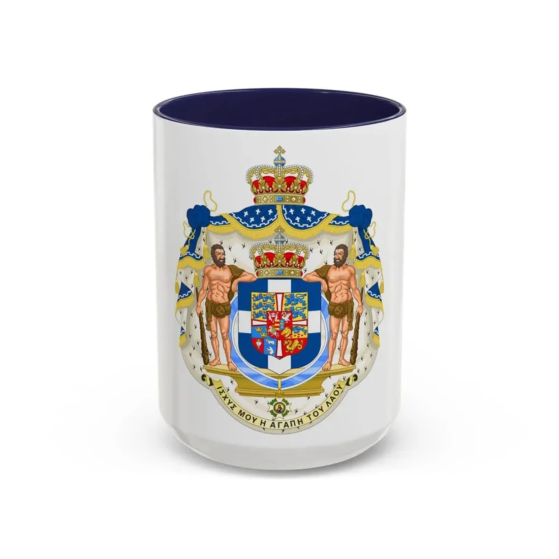 Royal Coat of Arms of Greece - Accent Coffee Mug 15oz Navy - Go Mug Yourself