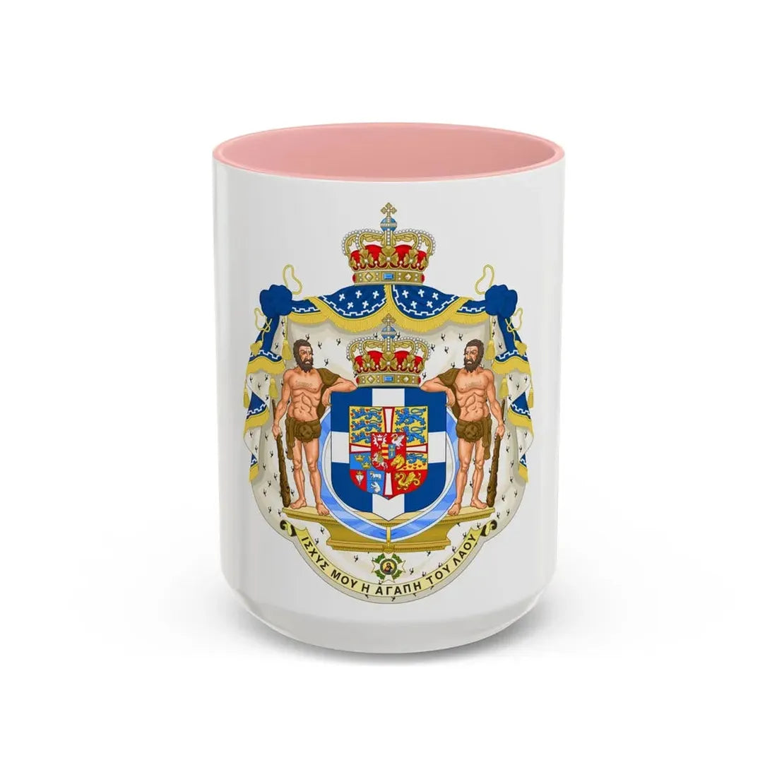 Royal Coat of Arms of Greece - Accent Coffee Mug 15oz Pink - Go Mug Yourself