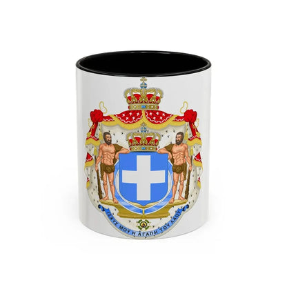 Royal Coat of Arms of Greece (blue cross) - Accent Coffee Mug 11oz Black - Go Mug Yourself
