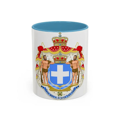 Royal Coat of Arms of Greece (blue cross) - Accent Coffee Mug 11oz Light Blue - Go Mug Yourself