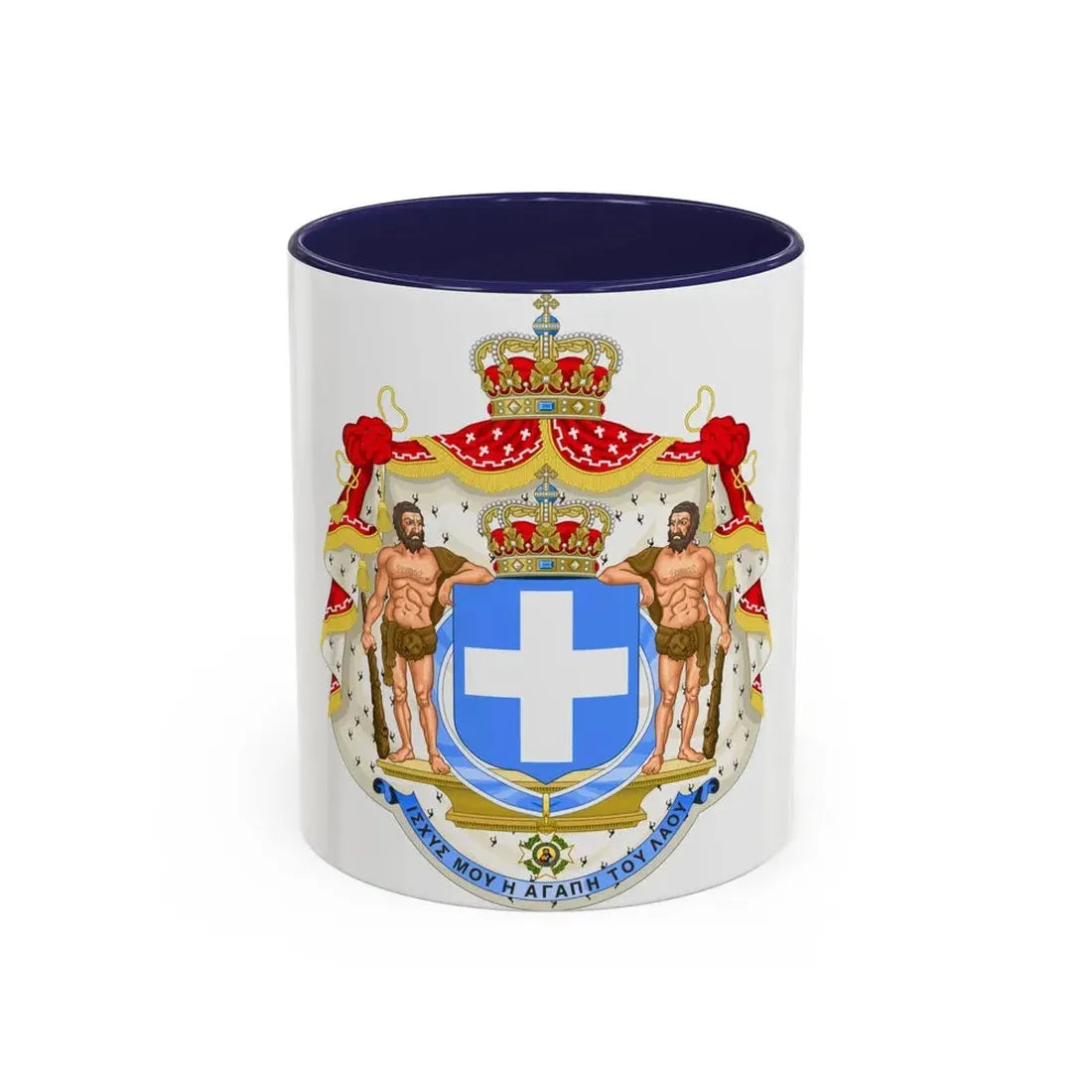 Royal Coat of Arms of Greece (blue cross) - Accent Coffee Mug 11oz Navy - Go Mug Yourself