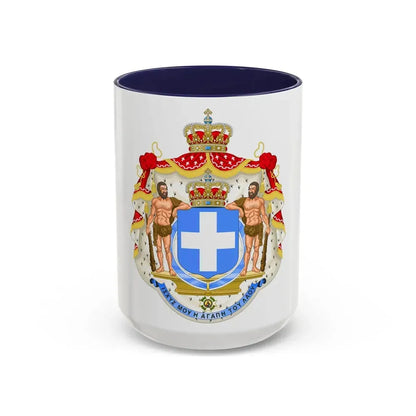 Royal Coat of Arms of Greece (blue cross) - Accent Coffee Mug 15oz Navy - Go Mug Yourself