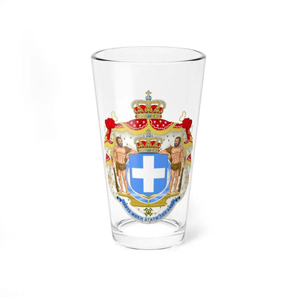 Royal Coat of Arms of Greece (blue cross) - Pint Glass 16oz 16oz - Go Mug Yourself