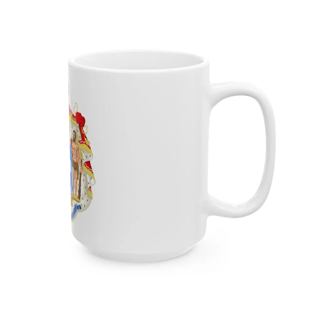 Royal Coat of Arms of Greece (blue cross) - White Coffee Mug-Go Mug Yourself