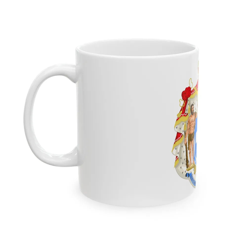 Royal Coat of Arms of Greece (blue cross) - White Coffee Mug-Go Mug Yourself