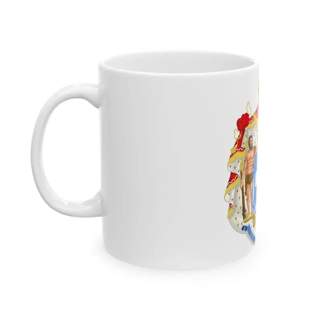 Royal Coat of Arms of Greece (blue cross) - White Coffee Mug - Go Mug Yourself