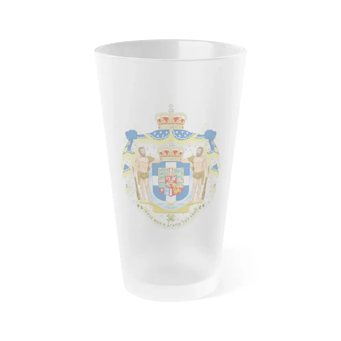 Royal Coat of Arms of Greece - Frosted Pint Glass 16oz Default Title - Go Mug Yourself