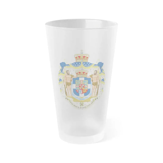 Royal Coat of Arms of Greece - Frosted Pint Glass 16oz Default Title - Go Mug Yourself