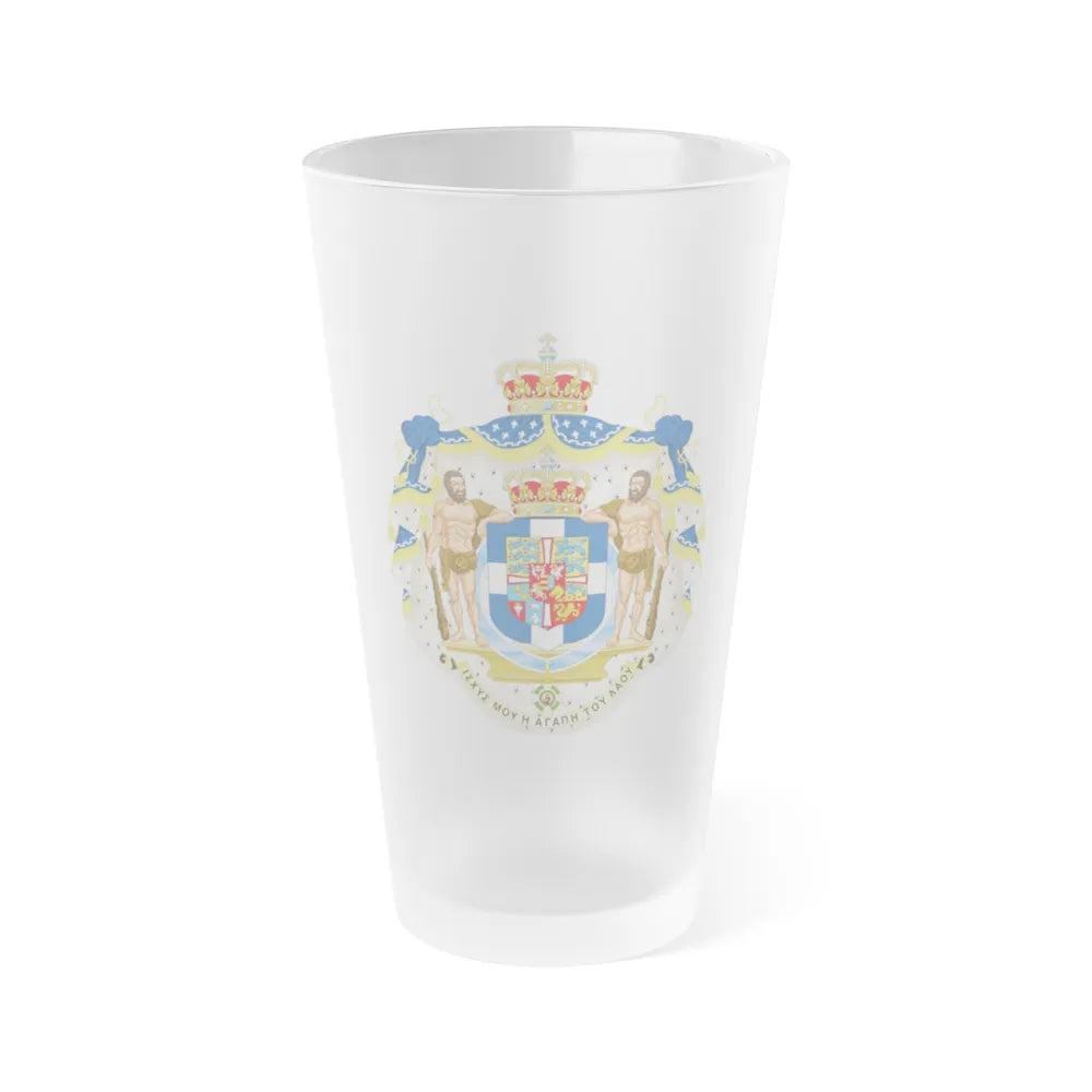 Royal Coat of Arms of Greece - Frosted Pint Glass 16oz-Go Mug Yourself