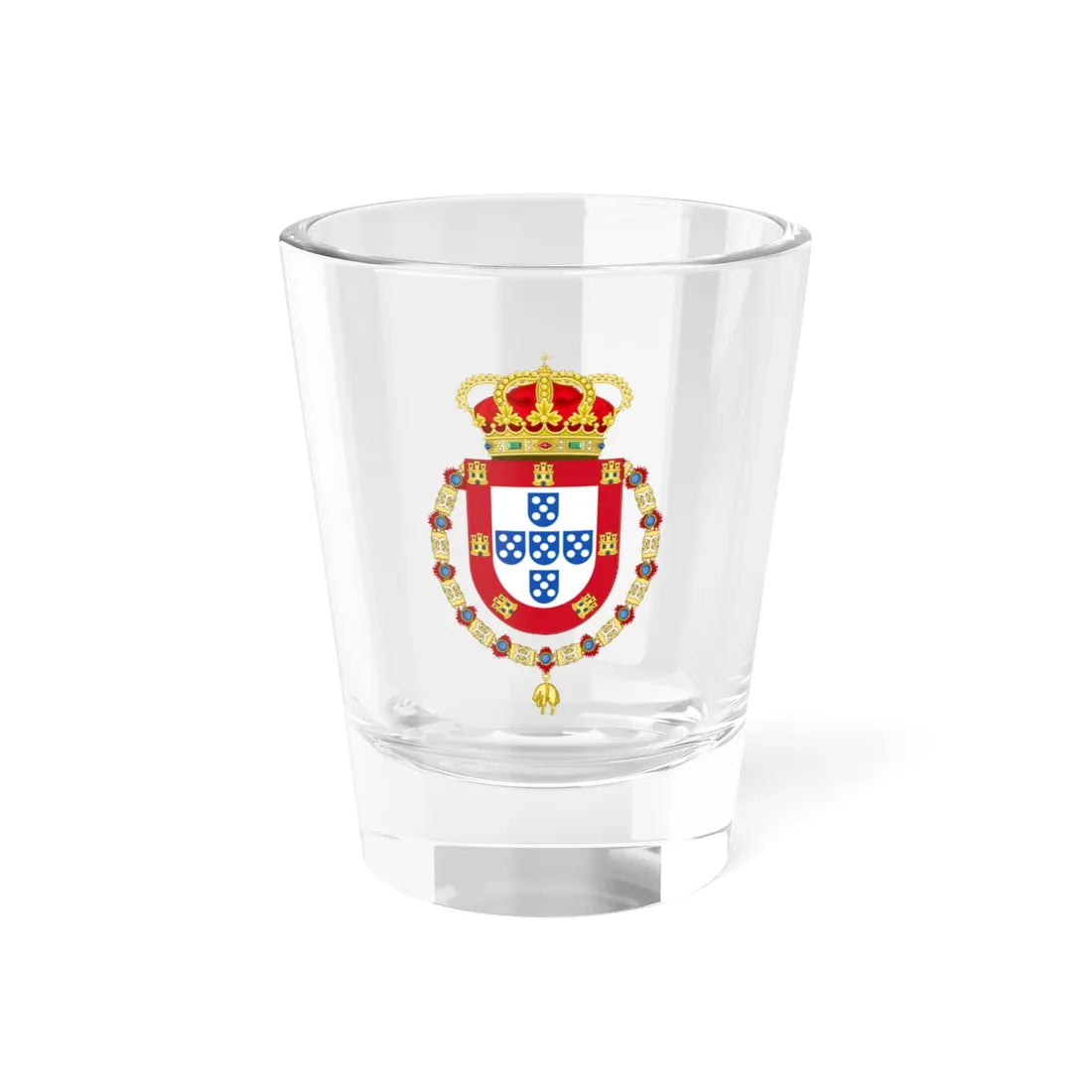 Royal Coat of Arms of Luís I Carlos I and Manuel II of Portugal Order of the Golden Fleece (Portugal) (Coat of Arms) Shot Glass 1.5oz 1.5oz - Go Mug Yourself