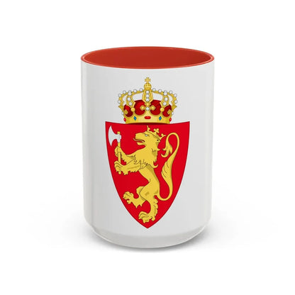 Royal coat of arms of Norway - Accent Coffee Mug 15oz Red - Go Mug Yourself