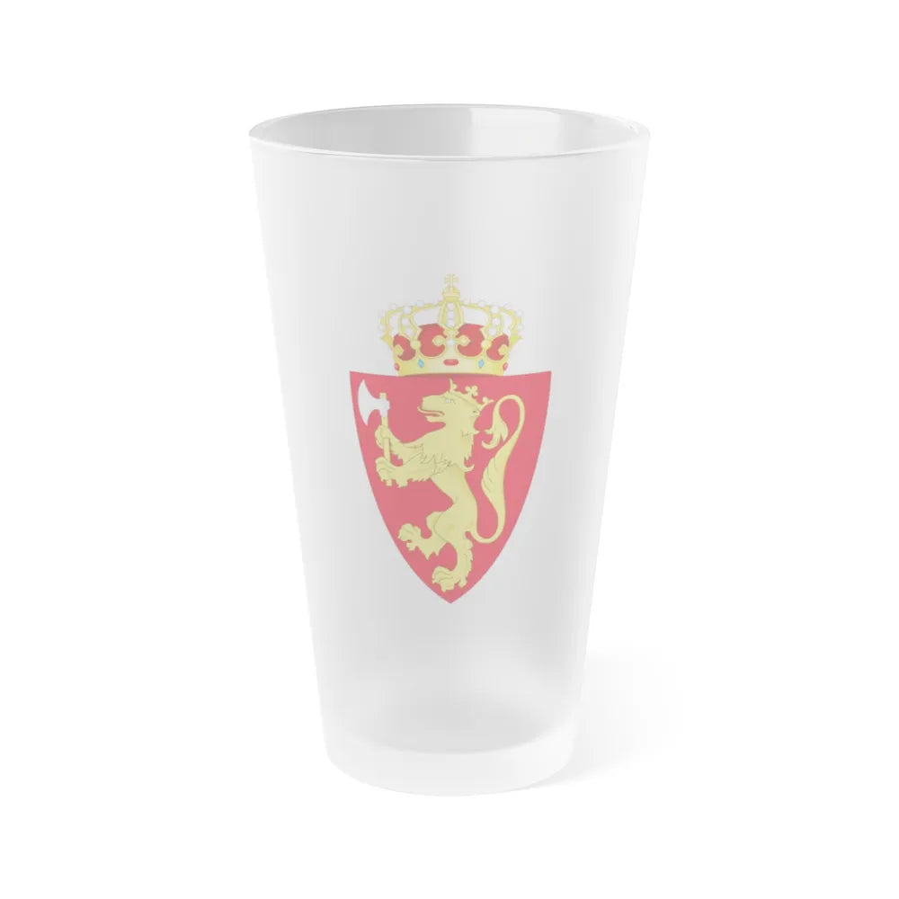 Royal coat of arms of Norway - Frosted Pint Glass 16oz-Go Mug Yourself