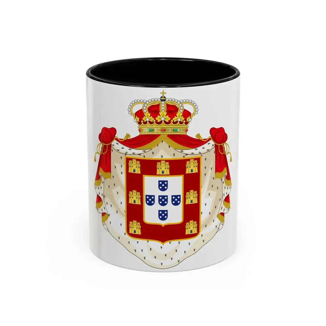 Royal Coat of Arms of Portugal with Mantle - Accent Coffee Mug 11oz Black - Go Mug Yourself