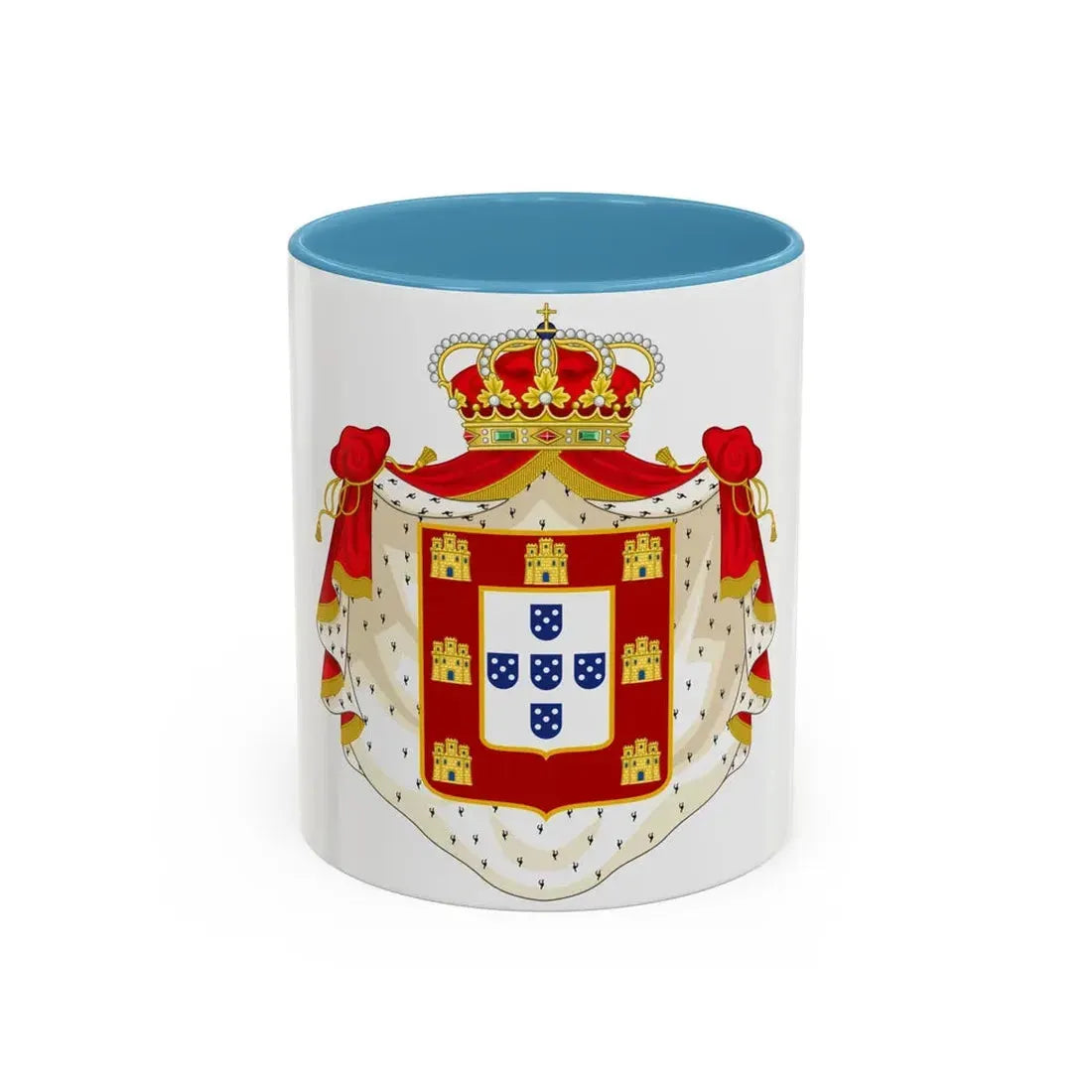 Royal Coat of Arms of Portugal with Mantle - Accent Coffee Mug 11oz Light Blue - Go Mug Yourself