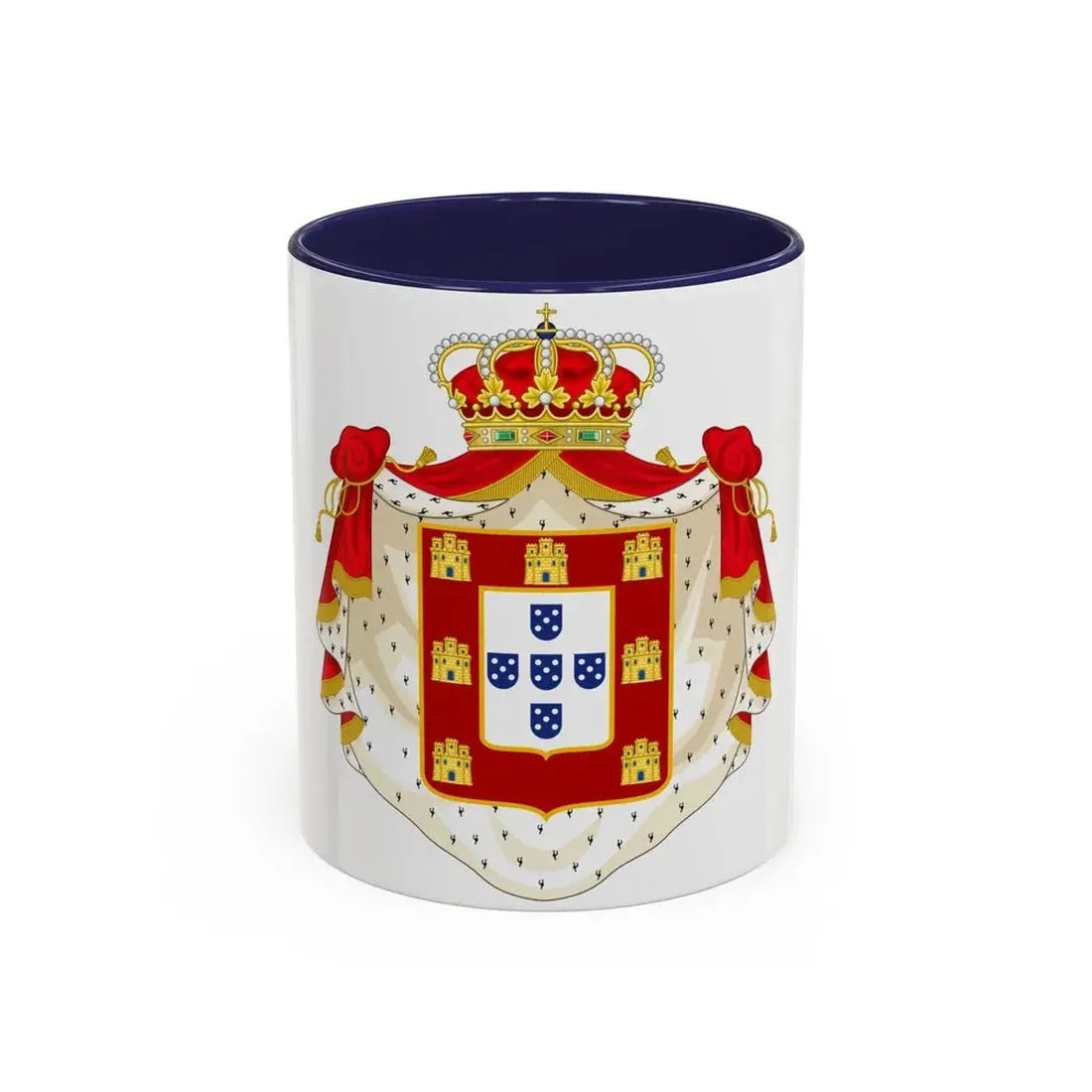Royal Coat of Arms of Portugal with Mantle - Accent Coffee Mug 11oz Navy - Go Mug Yourself