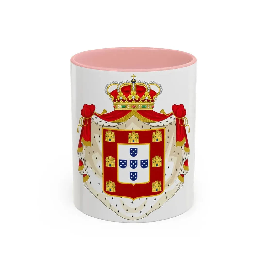Royal Coat of Arms of Portugal with Mantle - Accent Coffee Mug 11oz Pink - Go Mug Yourself