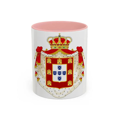 Royal Coat of Arms of Portugal with Mantle - Accent Coffee Mug 11oz Pink - Go Mug Yourself