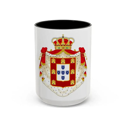 Royal Coat of Arms of Portugal with Mantle - Accent Coffee Mug 15oz Black - Go Mug Yourself