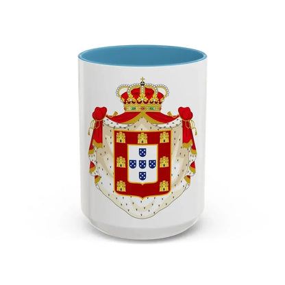 Royal Coat of Arms of Portugal with Mantle - Accent Coffee Mug 15oz Light Blue - Go Mug Yourself