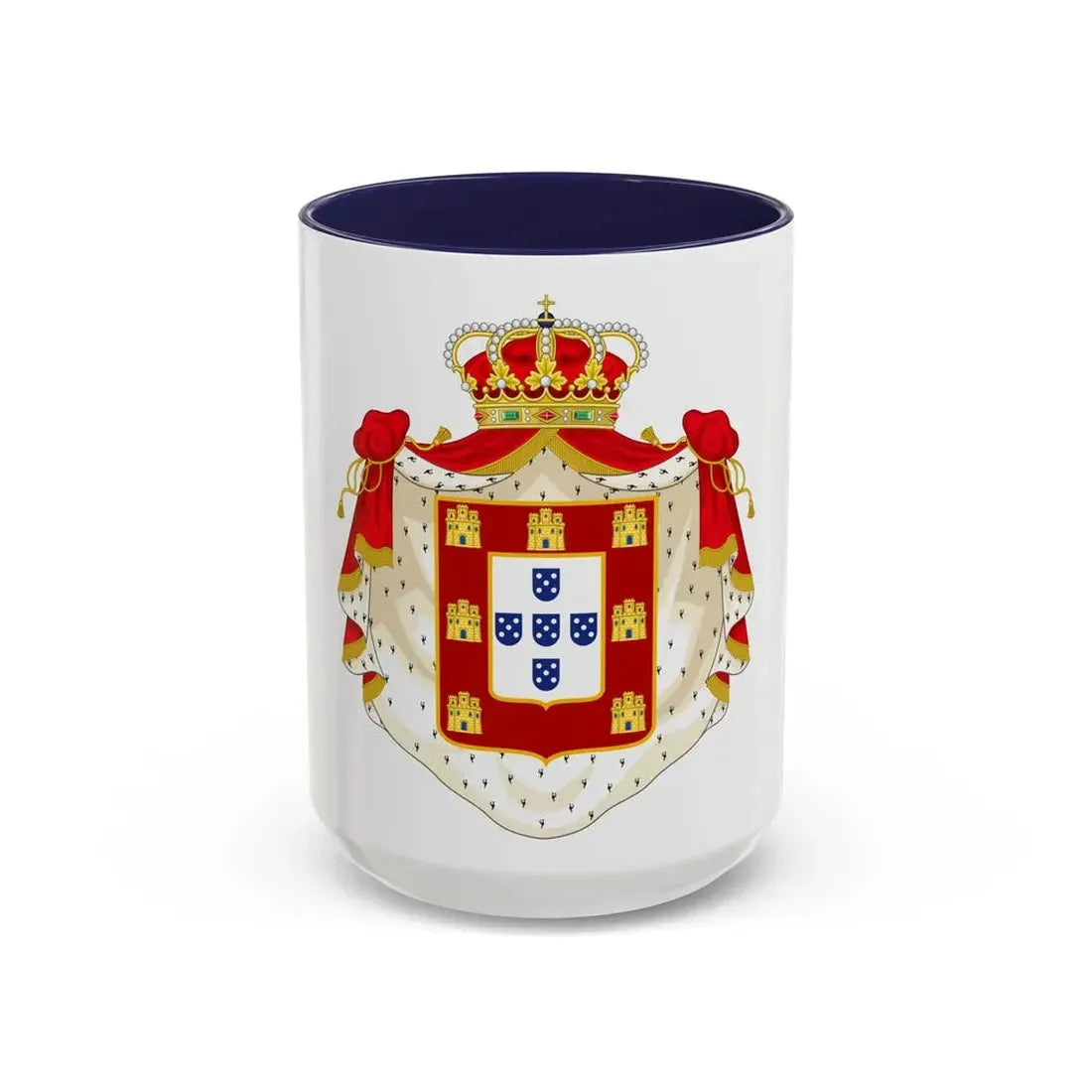Royal Coat of Arms of Portugal with Mantle - Accent Coffee Mug 15oz Navy - Go Mug Yourself