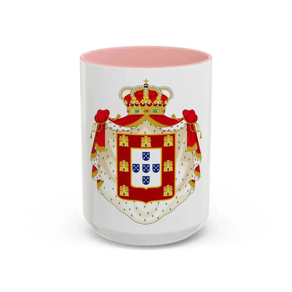 Royal Coat of Arms of Portugal with Mantle - Accent Coffee Mug 15oz Pink - Go Mug Yourself