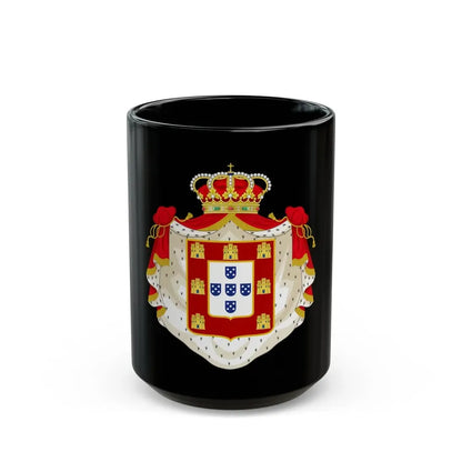 Royal Coat of Arms of Portugal with Mantle - Black Coffee Mug 15oz - Go Mug Yourself