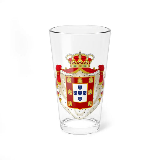 Royal Coat of Arms of Portugal with Mantle - Pint Glass 16oz-16oz-Go Mug Yourself