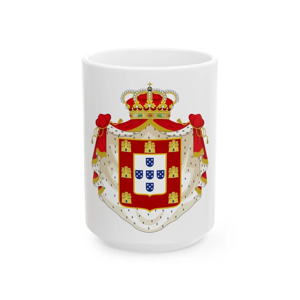 Royal Coat of Arms of Portugal with Mantle - White Coffee Mug-15oz-Go Mug Yourself