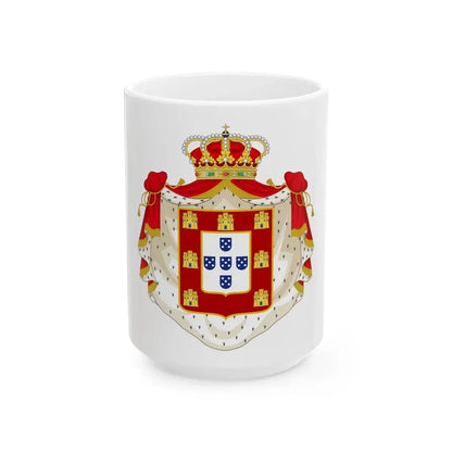 Royal Coat of Arms of Portugal with Mantle - White Coffee Mug 15oz - Go Mug Yourself
