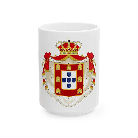 Royal Coat of Arms of Portugal with Mantle - White Coffee Mug 15oz - Go Mug Yourself