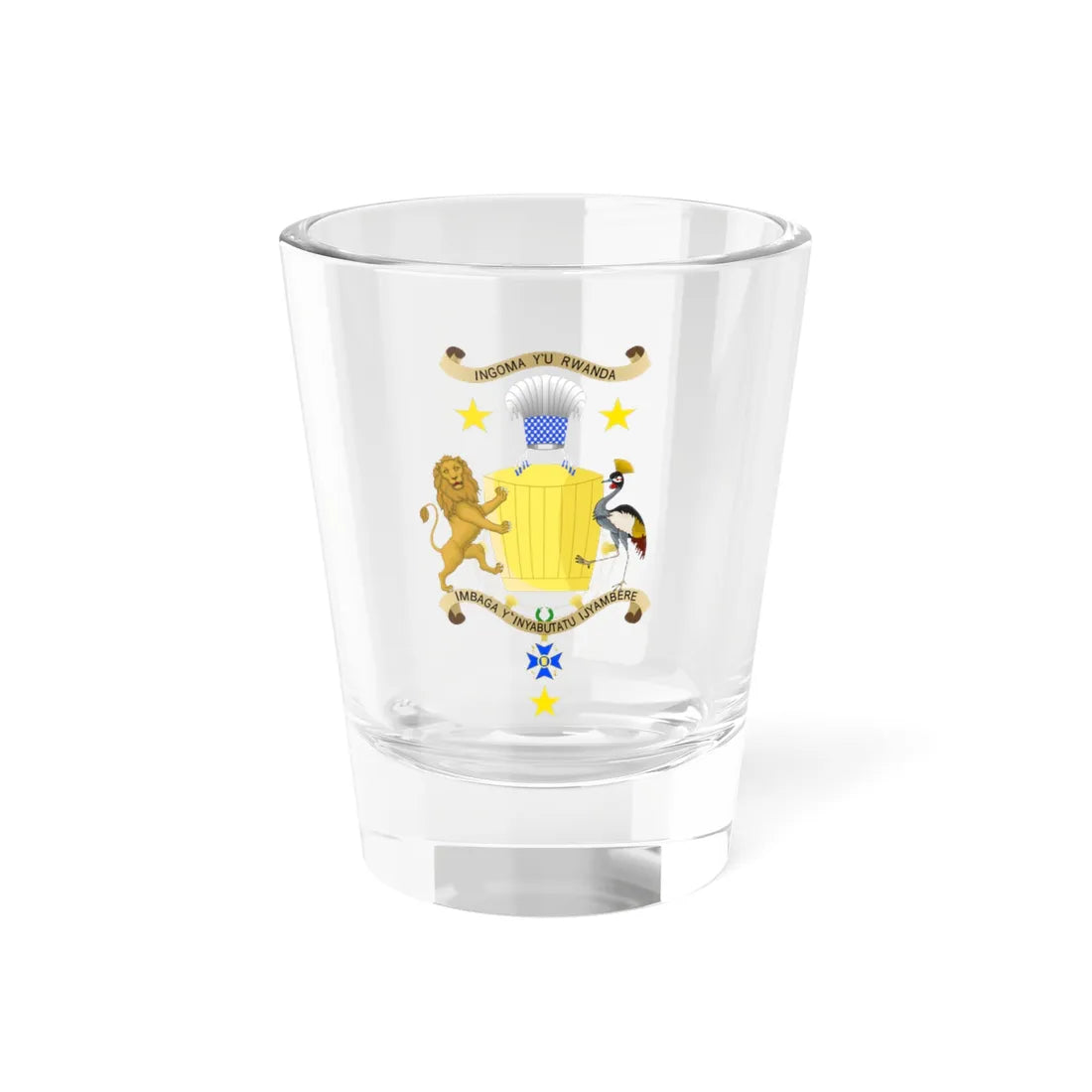 Royal Coat of arms of Rwanda 1959-1962 (Rwanda) (Coat of Arms) Shot Glass 1.5oz 1.5oz - Go Mug Yourself