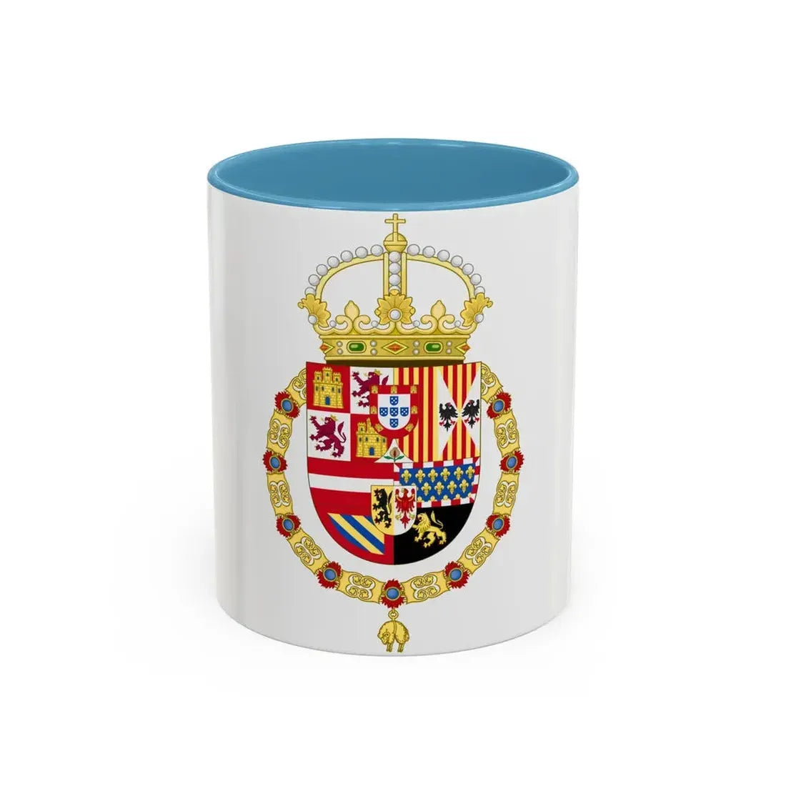 Royal Coat of Arms of Spain (1580-1668) - Accent Coffee Mug 11oz Light Blue - Go Mug Yourself