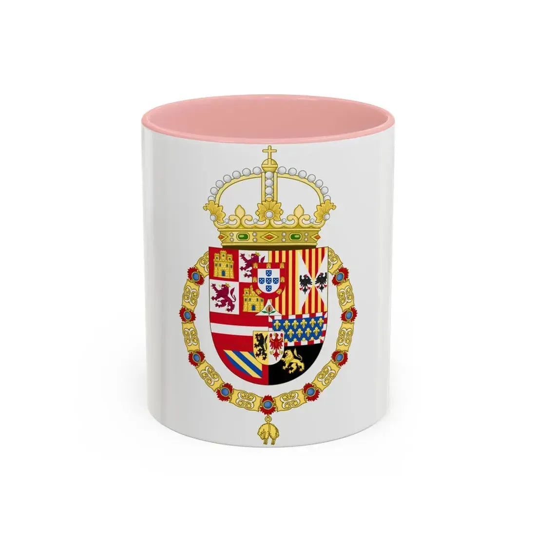 Royal Coat of Arms of Spain (1580-1668) - Accent Coffee Mug 11oz Pink - Go Mug Yourself
