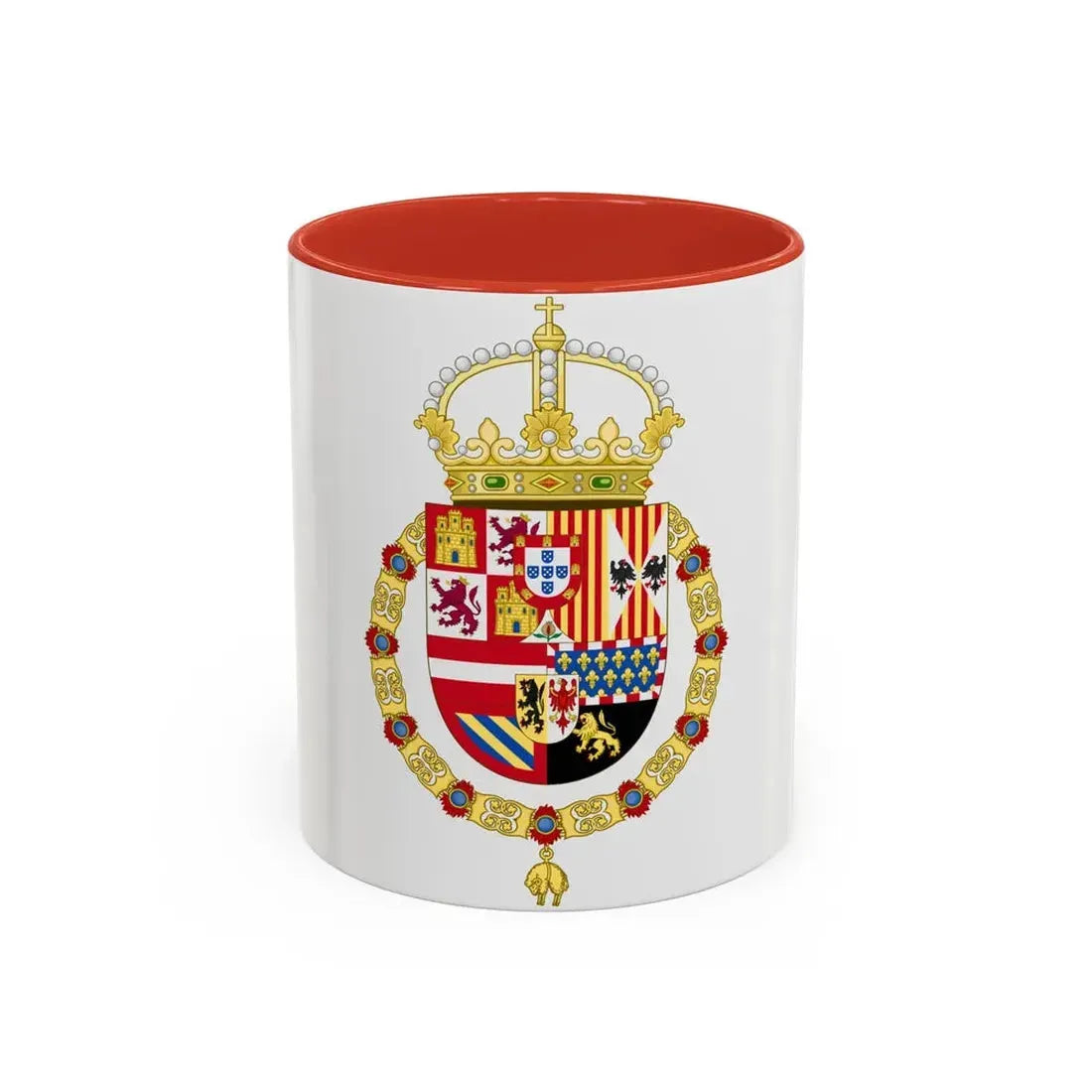 Royal Coat of Arms of Spain (1580-1668) - Accent Coffee Mug 11oz Red - Go Mug Yourself