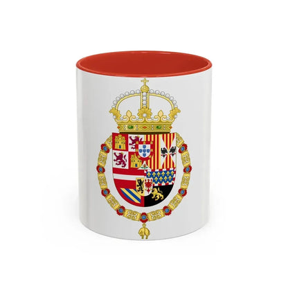 Royal Coat of Arms of Spain (1580-1668) - Accent Coffee Mug 11oz Red - Go Mug Yourself
