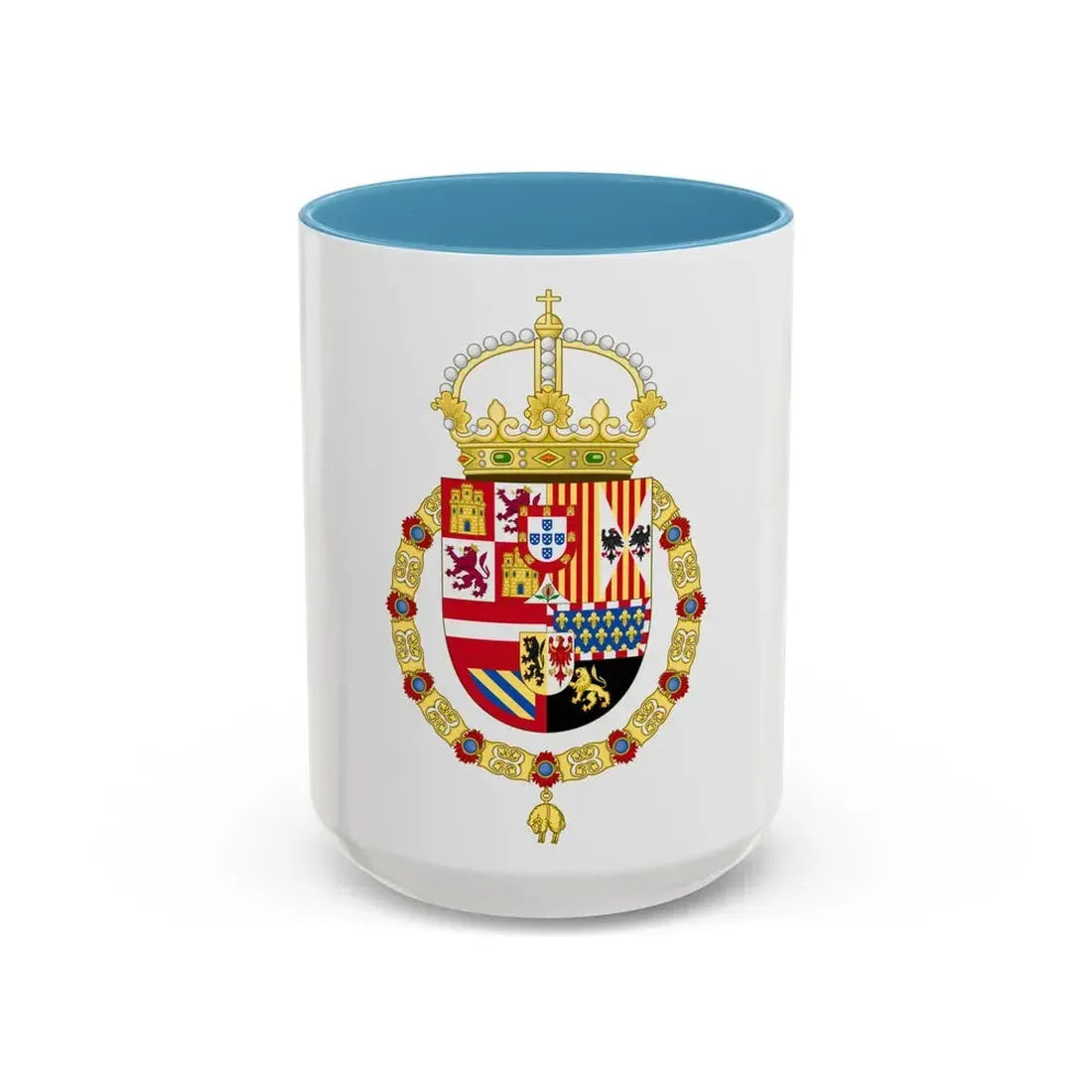 Royal Coat of Arms of Spain (1580-1668) - Accent Coffee Mug 15oz Light Blue - Go Mug Yourself