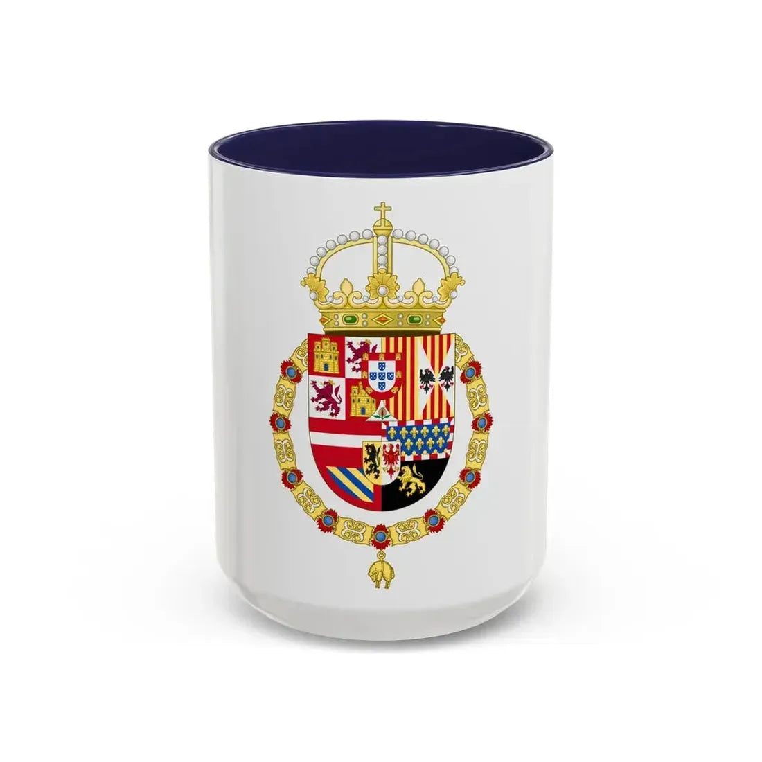 Royal Coat of Arms of Spain (1580-1668) - Accent Coffee Mug 15oz Navy - Go Mug Yourself